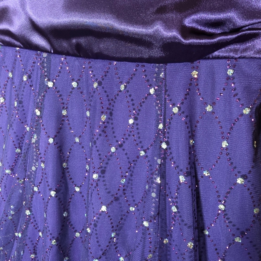 B. Darlin Purple Sequin Mesh Cocktail Dress Party Bow Size 7/8 Homecoming - Picture 11 of 11